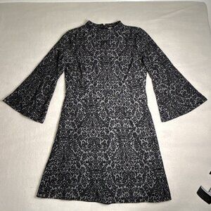 ANN TAYLOR LOFT Women’s Dress Black Grey Long Sleeve Size 6